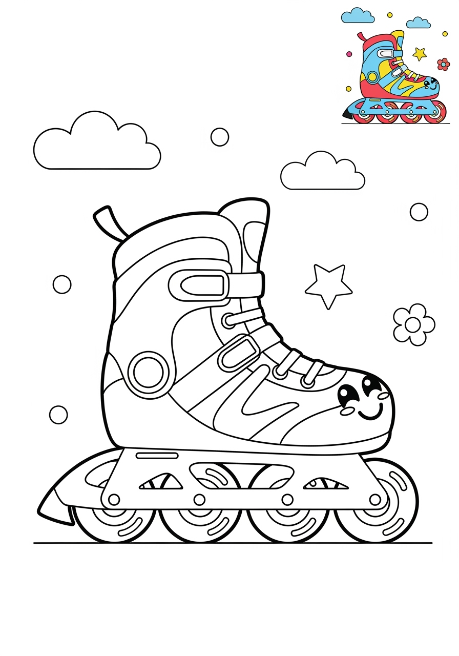 medium sports and activities Outdoor Activities rollerblade kids coloring page 0