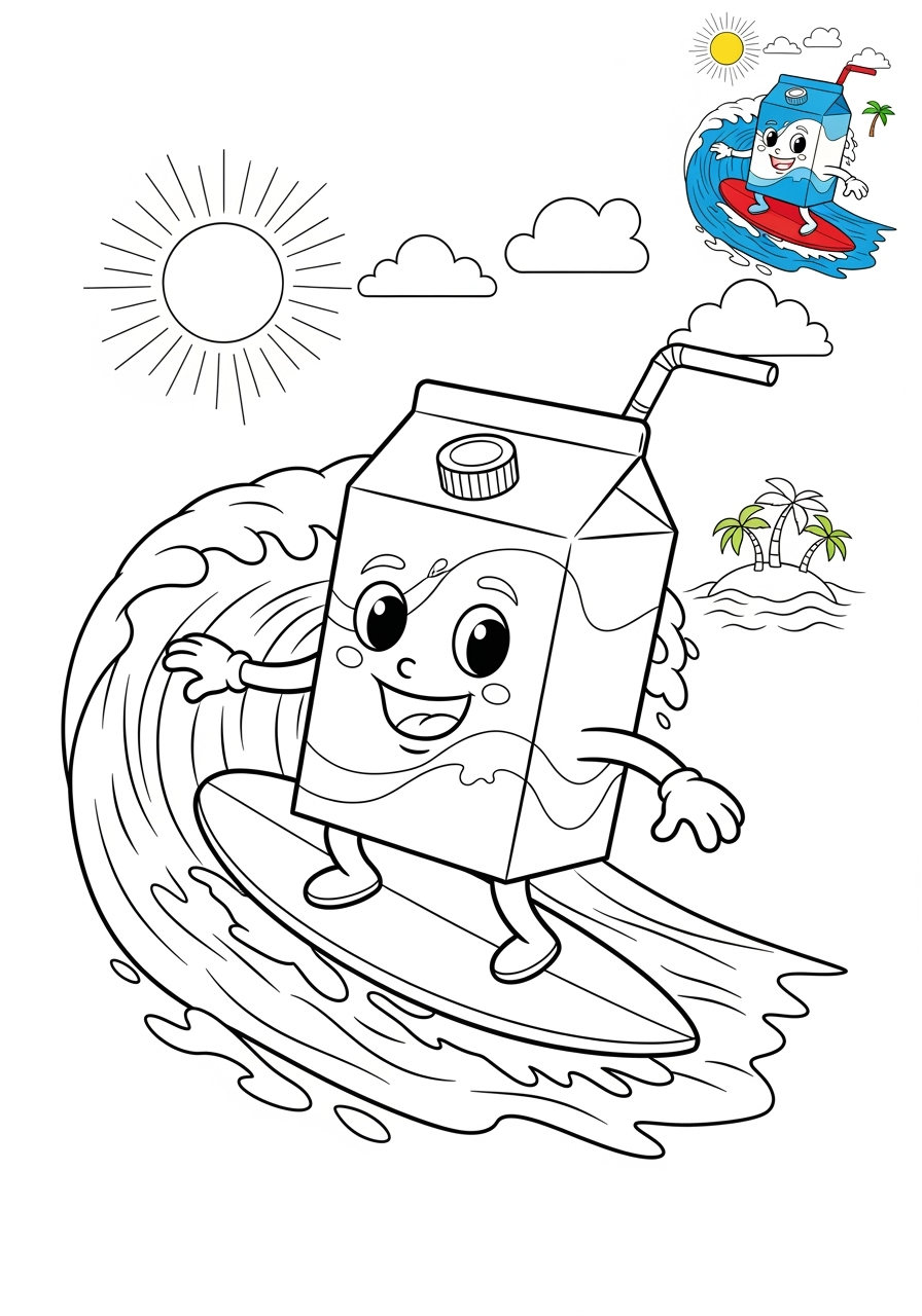 medium sports and activities Outdoor Activities surfing kids coloring page 1