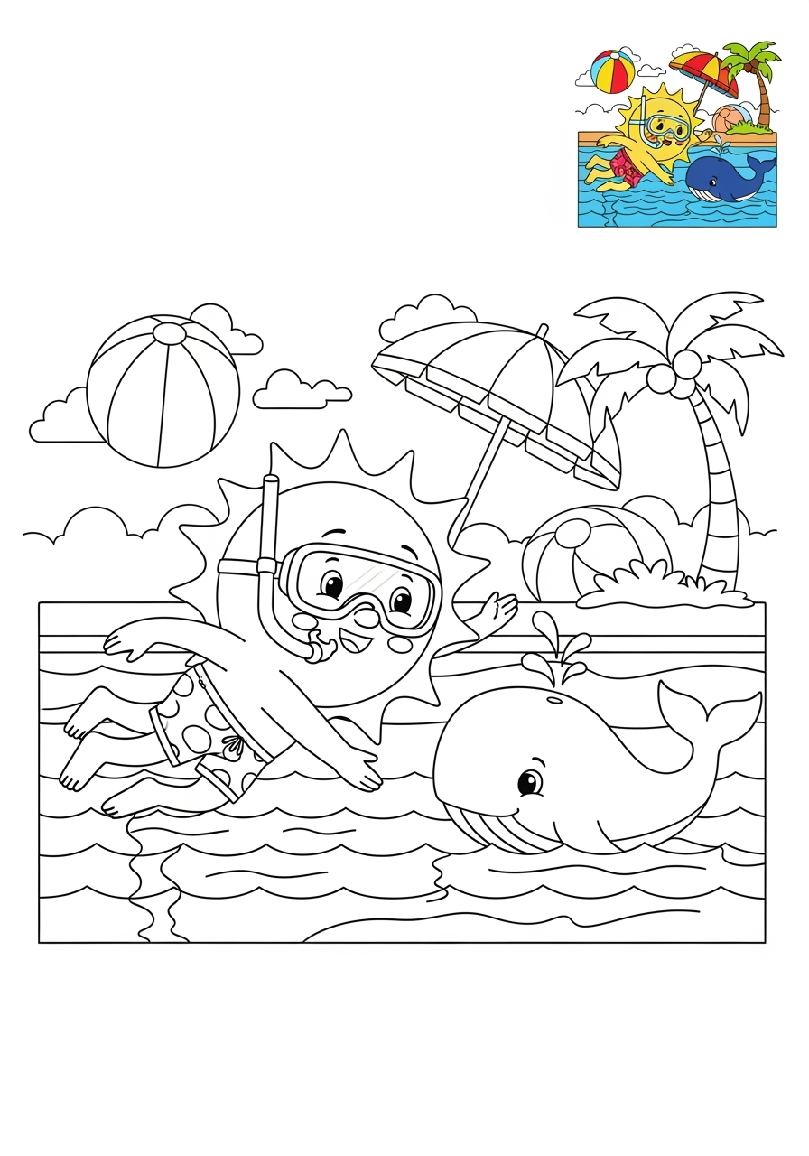 medium sports and activities Outdoor Activities swimming kids coloring page 1