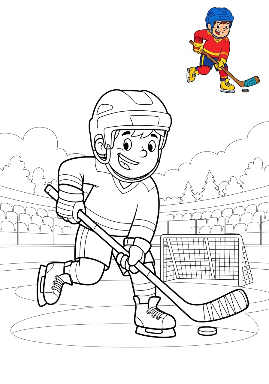 medium sports and activities Winter Sports hockey kids coloring page 0
