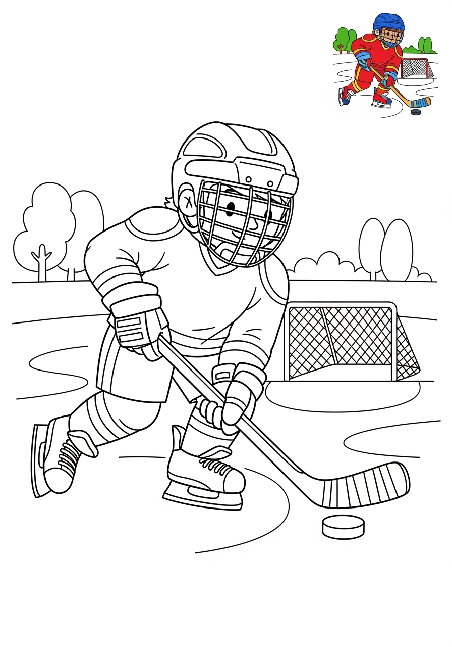 medium sports and activities Winter Sports hockey kids coloring page 1