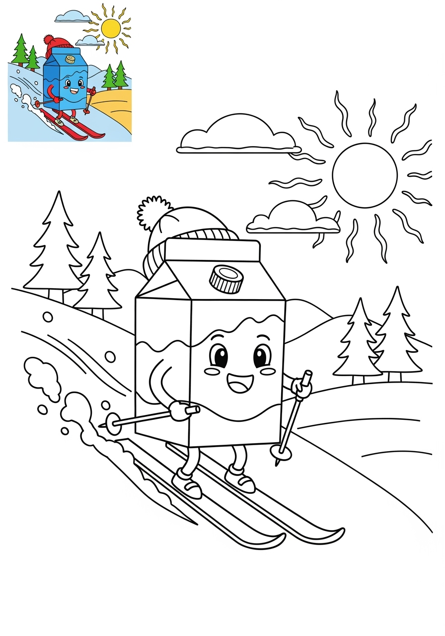 medium sports and activities Winter Sports skiing kids coloring page 1