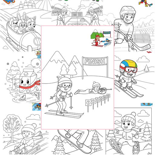Medium Sports and Activities Winter Sports Coloring Sheets Collections Thumbnail