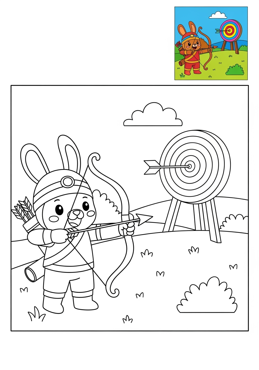 medium sports and activities Other Games archery kids coloring page 0