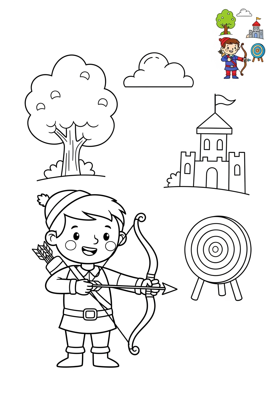 medium sports and activities Other Games archery kids coloring page 1