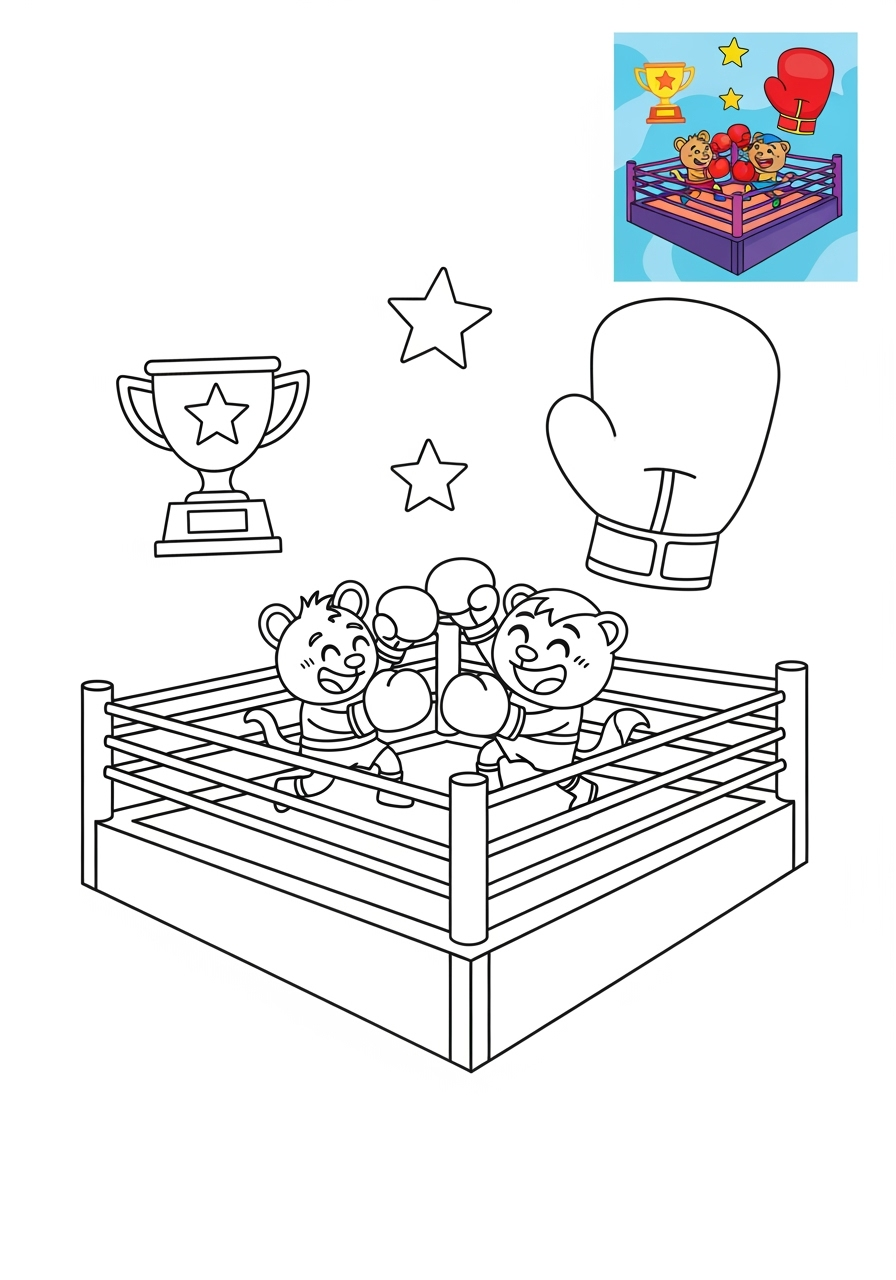medium sports and activities Other Games boxing kids coloring page 0