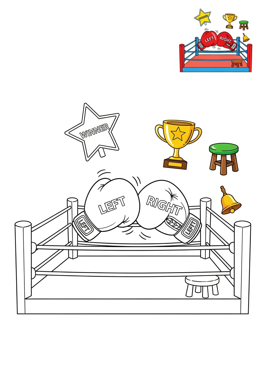 medium sports and activities Other Games boxing kids coloring page 1