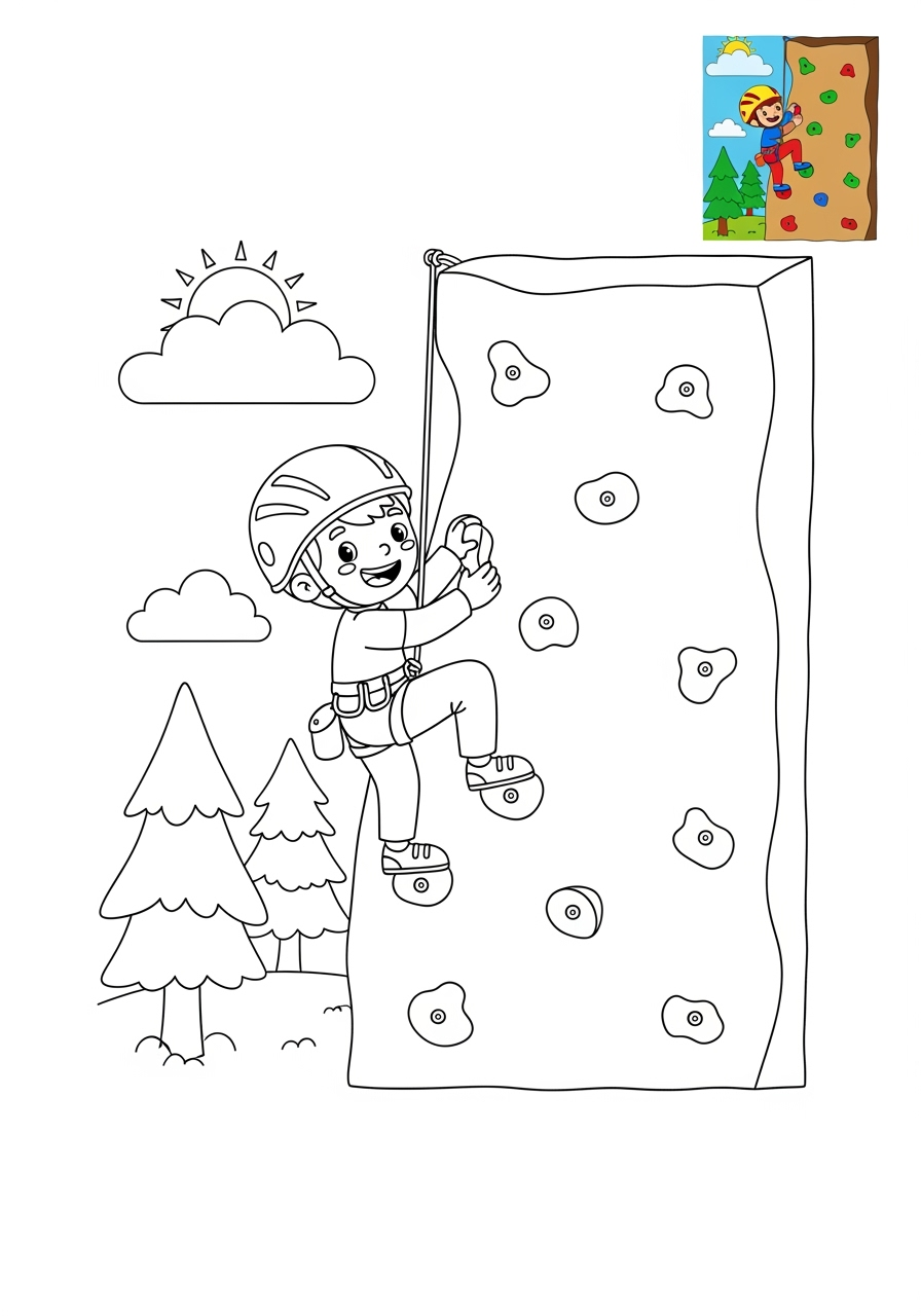medium sports and activities Other Games climbing kids coloring page 1