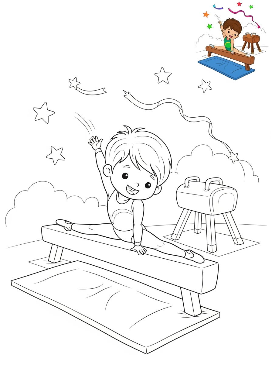 medium sports and activities Other Games gymnastics kids coloring page 0