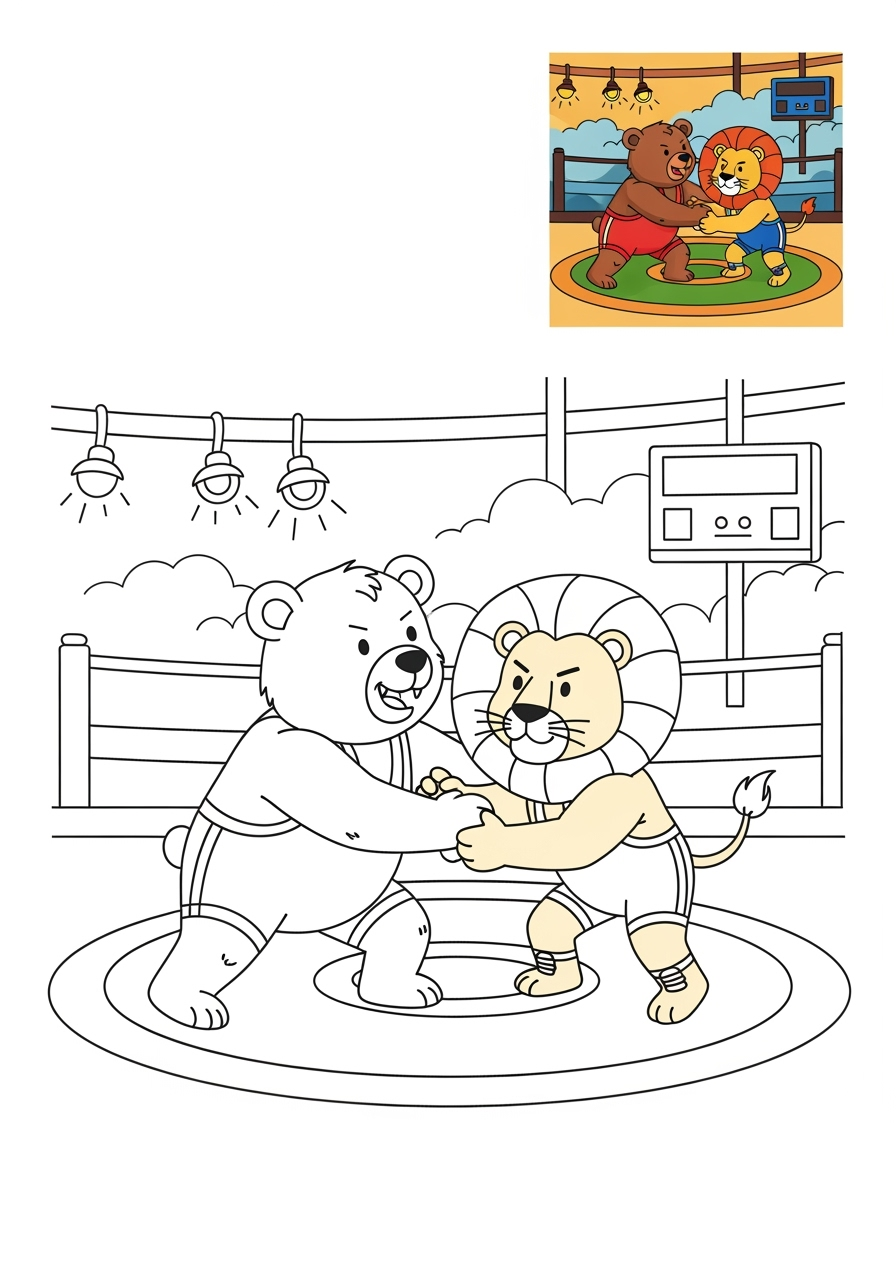 medium sports and activities Other Games wrestling kids coloring page 0