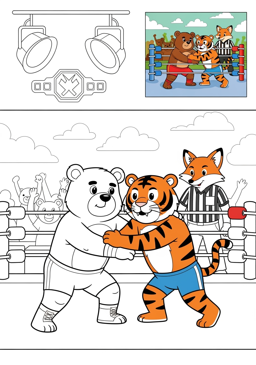 medium sports and activities Other Games wrestling kids coloring page 1