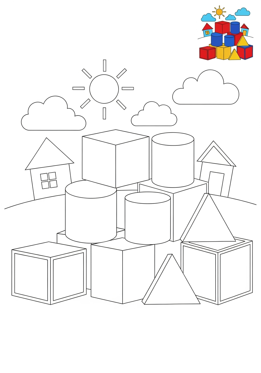 medium toys and games Classic Toys blocks kids coloring page 1