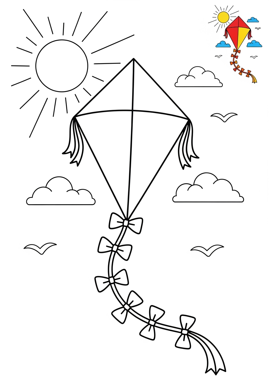 medium toys and games Classic Toys kite kids coloring page 1
