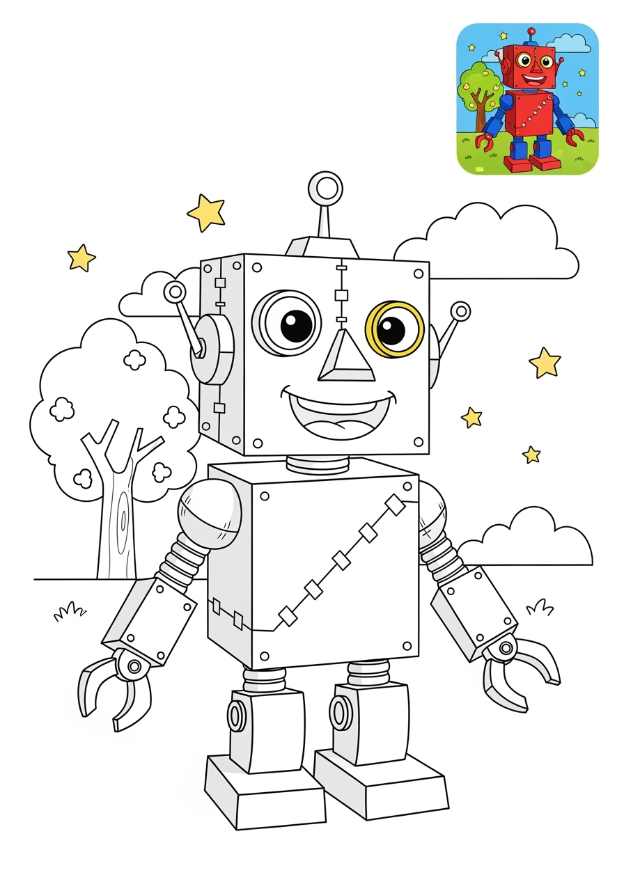 medium toys and games Classic Toys robot kids coloring page 1