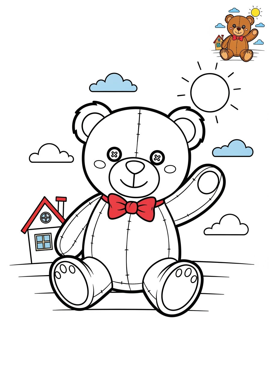 medium toys and games Classic Toys teddy bear kids coloring page 1