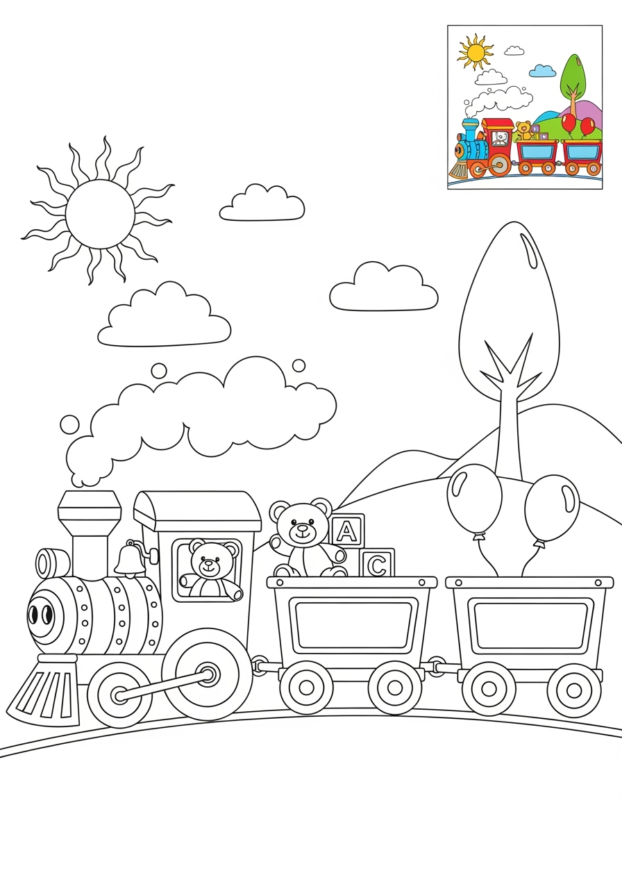 medium toys and games Classic Toys train toy kids coloring page 1