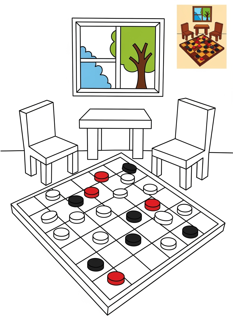 medium toys and games Board & Card Games checkers kids coloring page 1