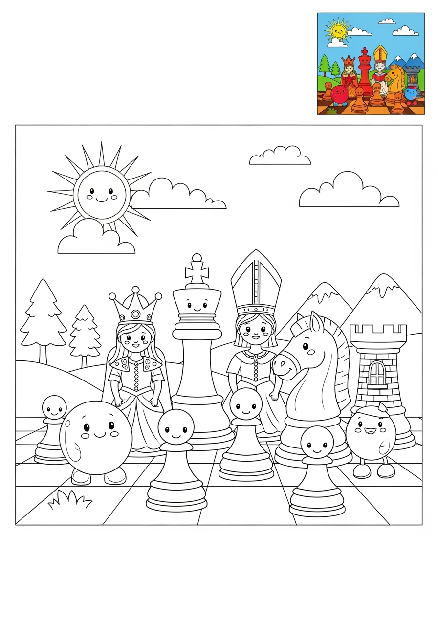medium toys and games Board & Card Games chess kids coloring page 0