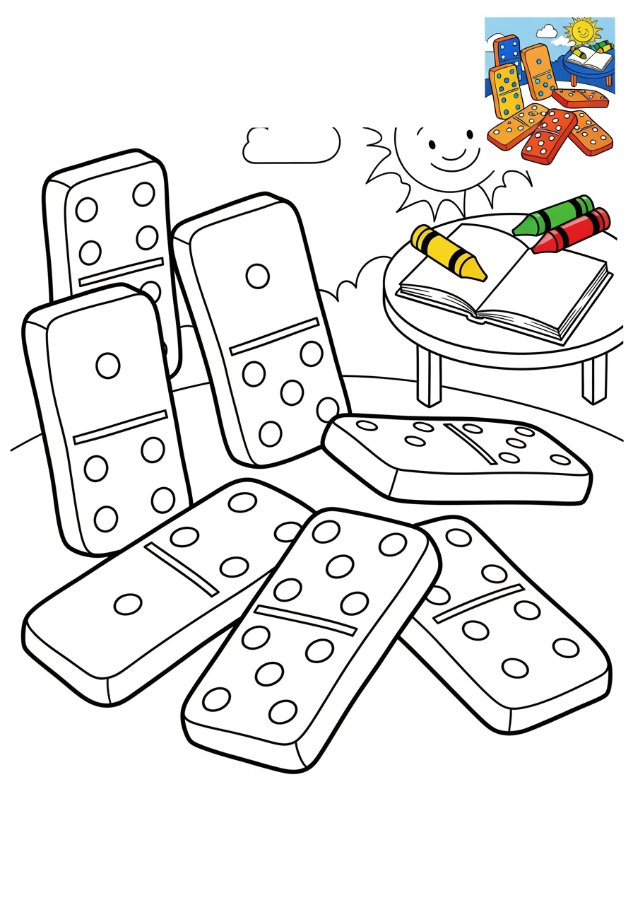 medium toys and games Board & Card Games dominoes kids coloring page 0