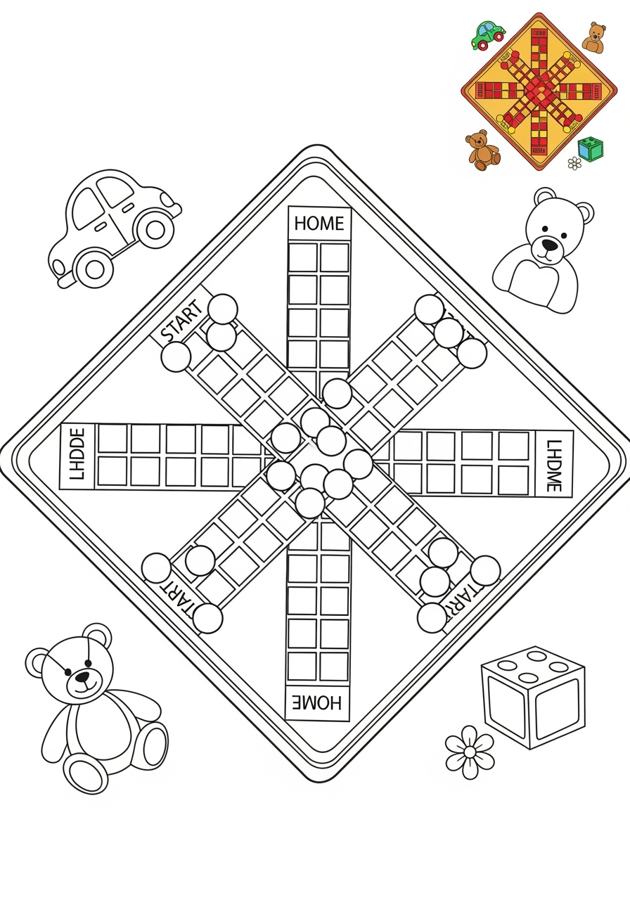 medium toys and games Board & Card Games ludo kids coloring page 0