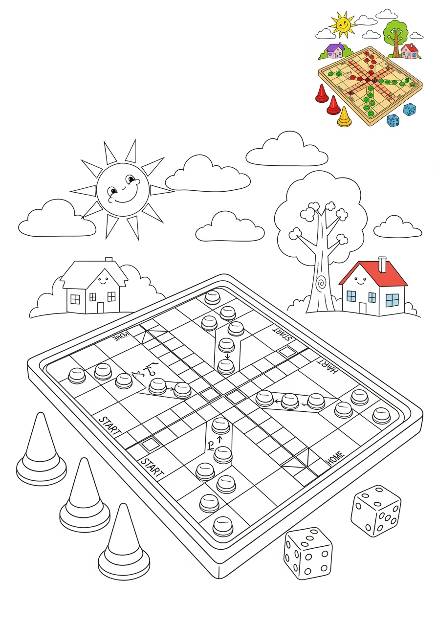 medium toys and games Board & Card Games ludo kids coloring page 1