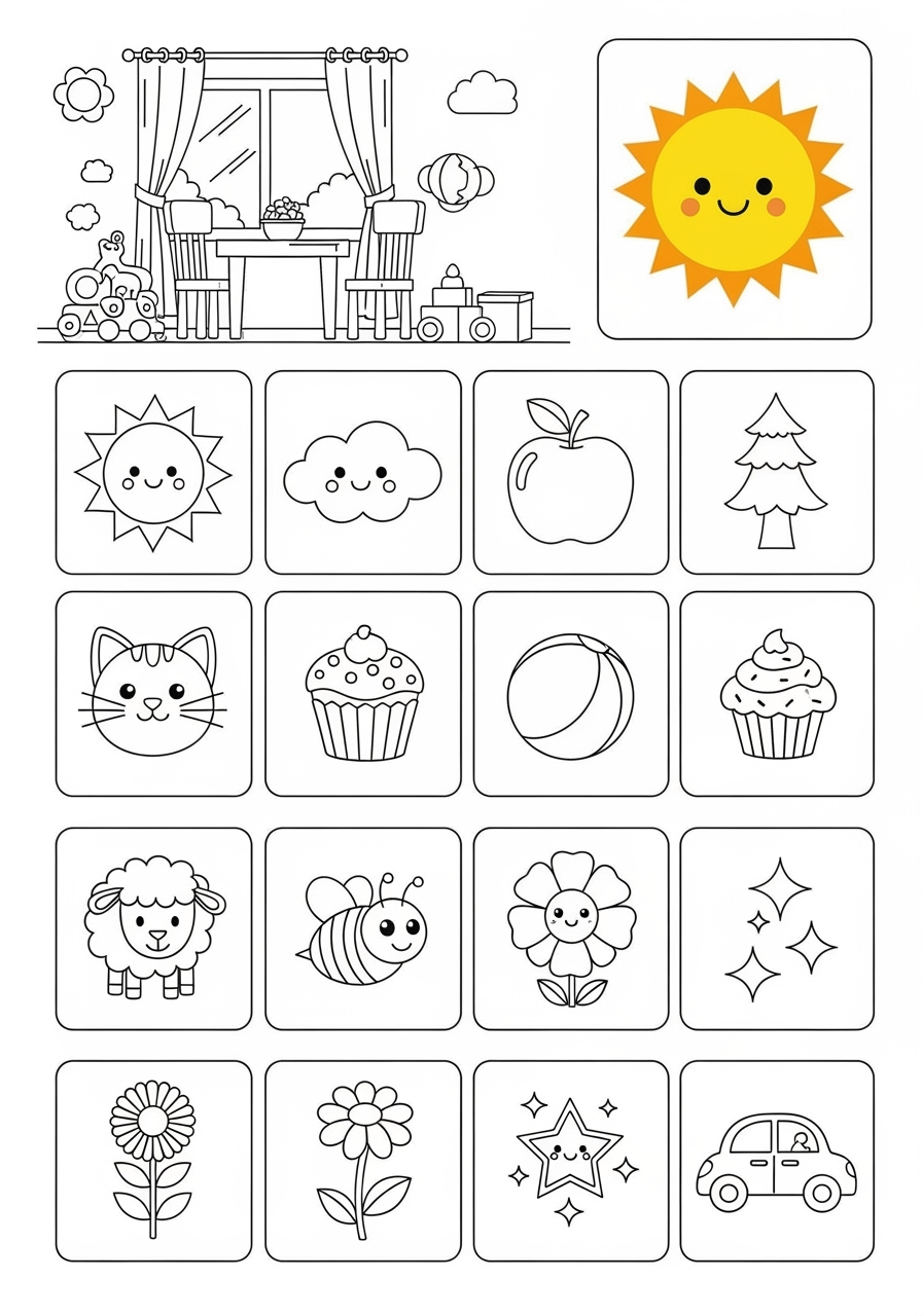 medium toys and games Board & Card Games memory game kids coloring page 0