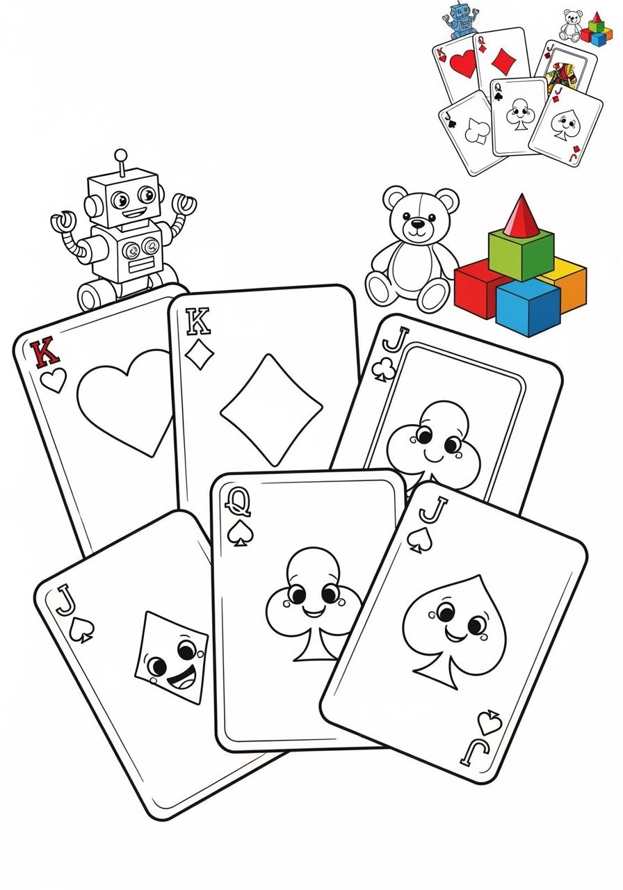 medium toys and games Board & Card Games playing cards kids coloring page 0