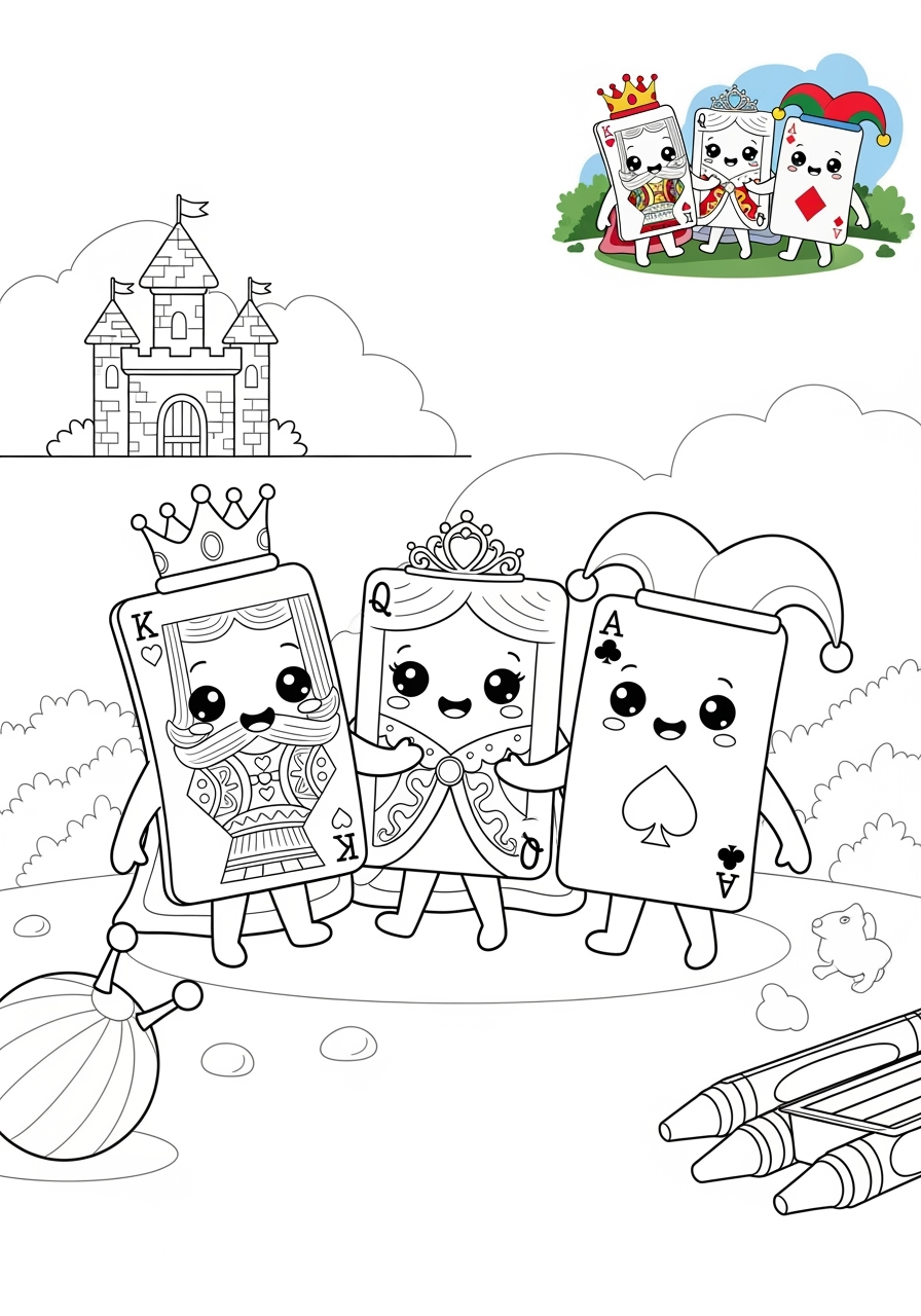 medium toys and games Board & Card Games playing cards kids coloring page 1