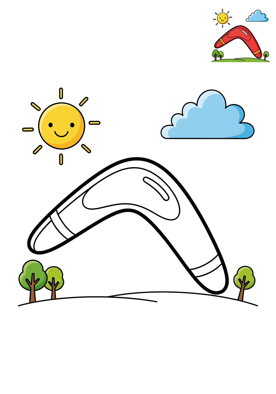 medium toys and games Outdoor Toys boomerang kids coloring page 1