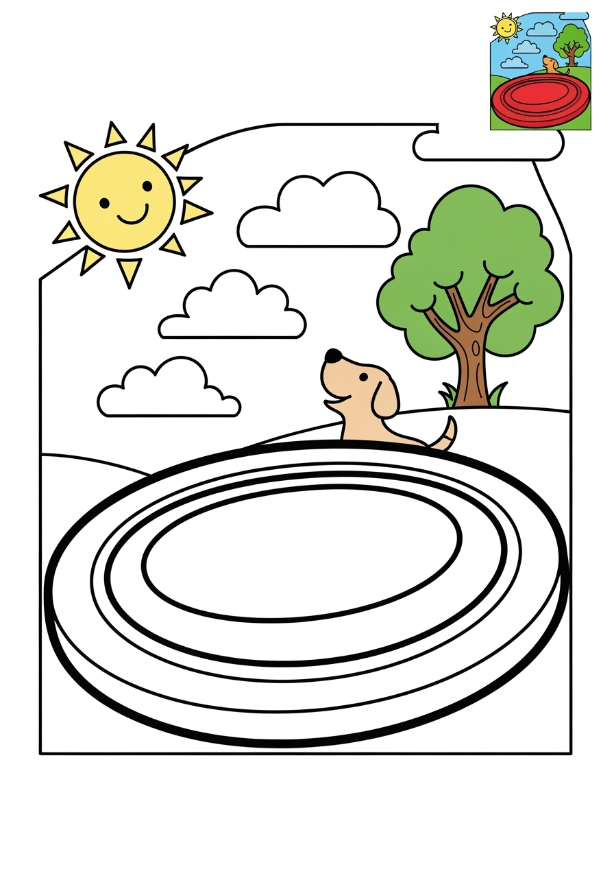 medium toys and games Outdoor Toys frisbee kids coloring page 1