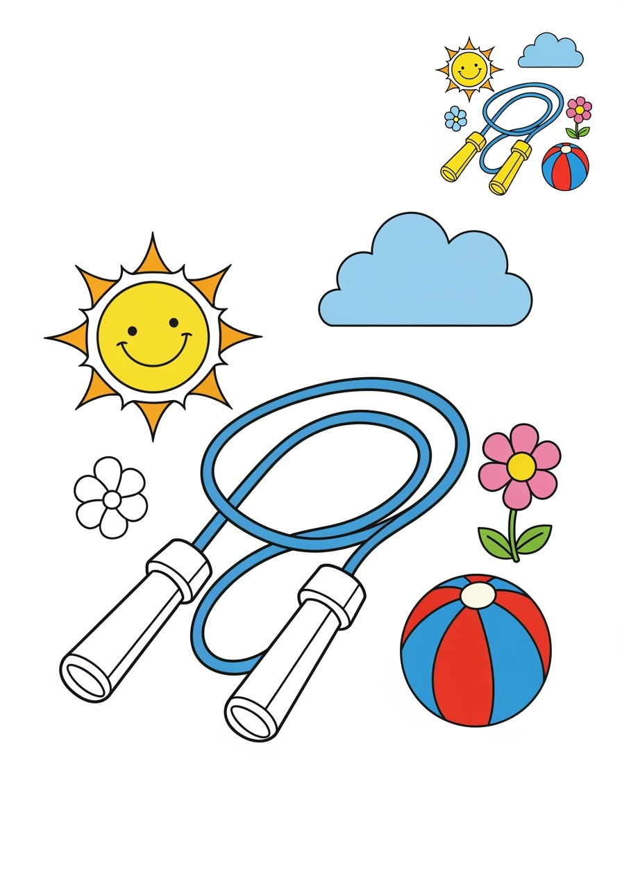 medium toys and games Outdoor Toys jump rope kids coloring page 1