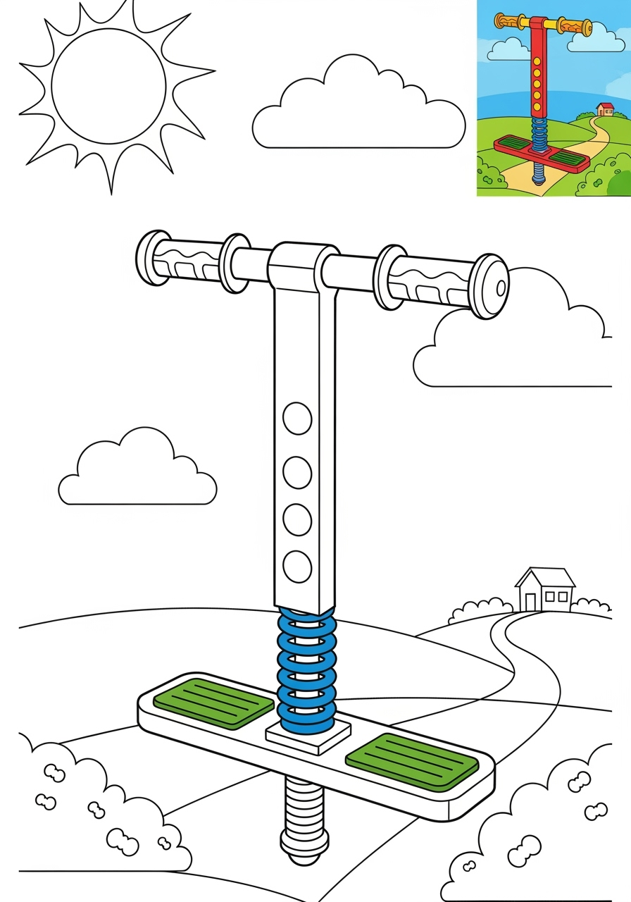 medium toys and games Outdoor Toys pogo stick kids coloring page 0