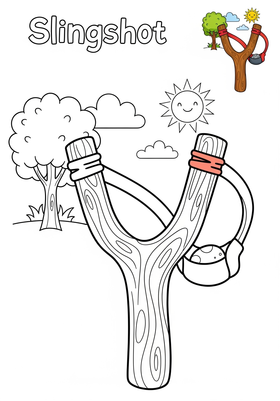 medium toys and games Outdoor Toys slingshot kids coloring page 1
