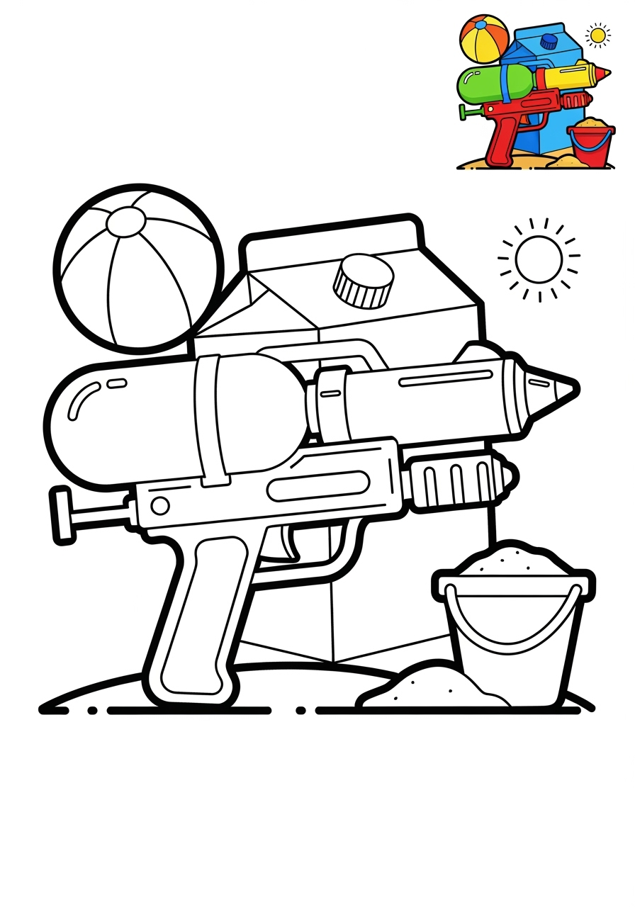 medium toys and games Outdoor Toys water gun kids coloring page 0