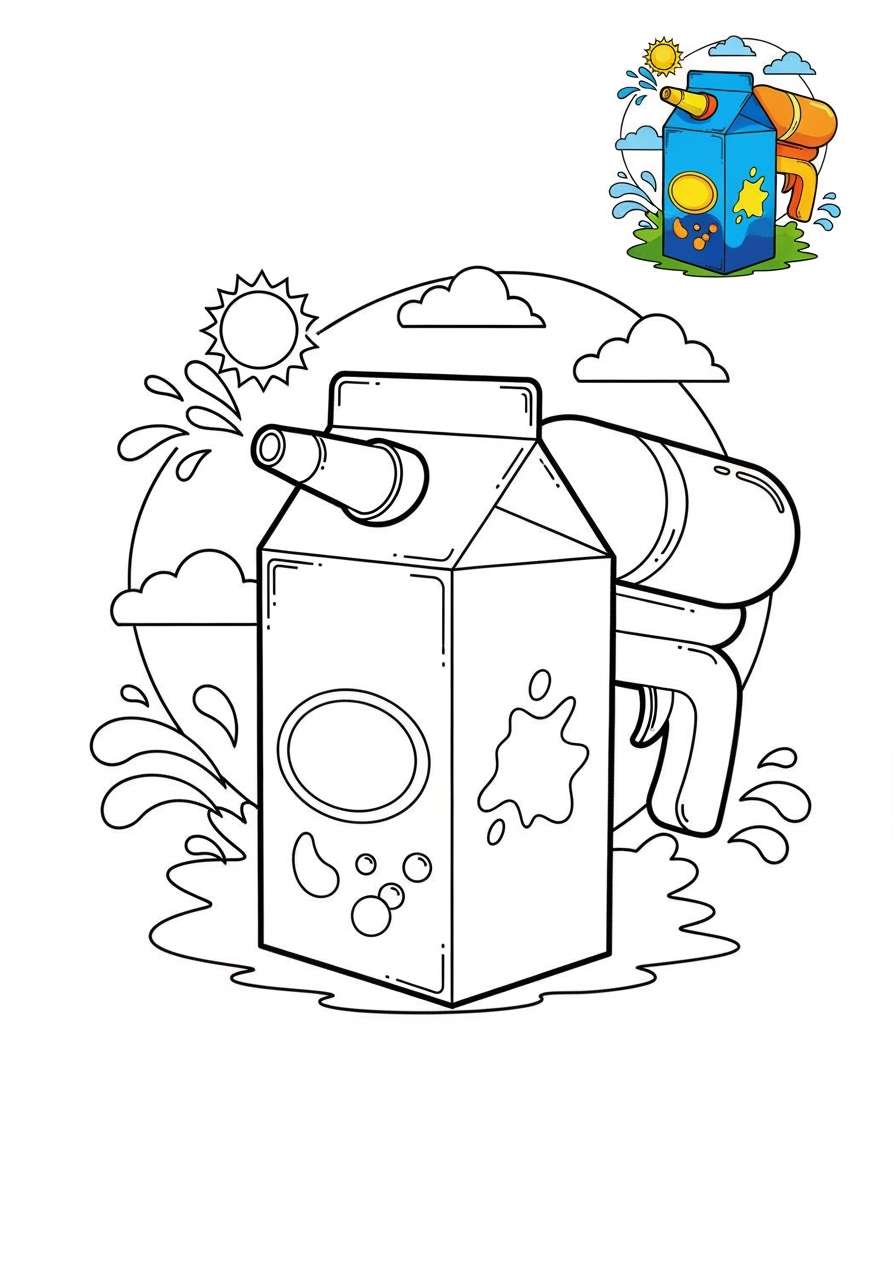 medium toys and games Outdoor Toys water gun kids coloring page 1