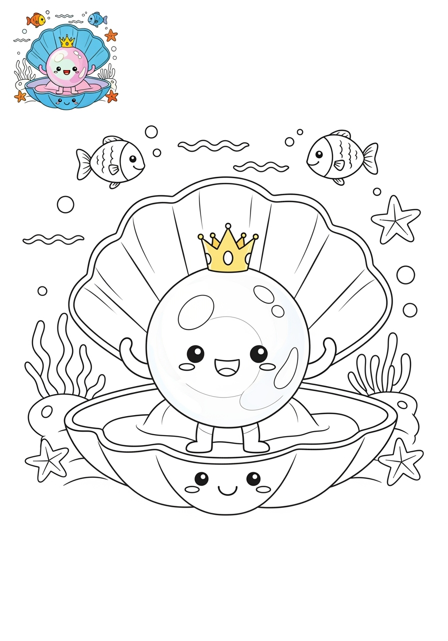 medium underwater and ocean Ocean Scenes pearl kids coloring page 0