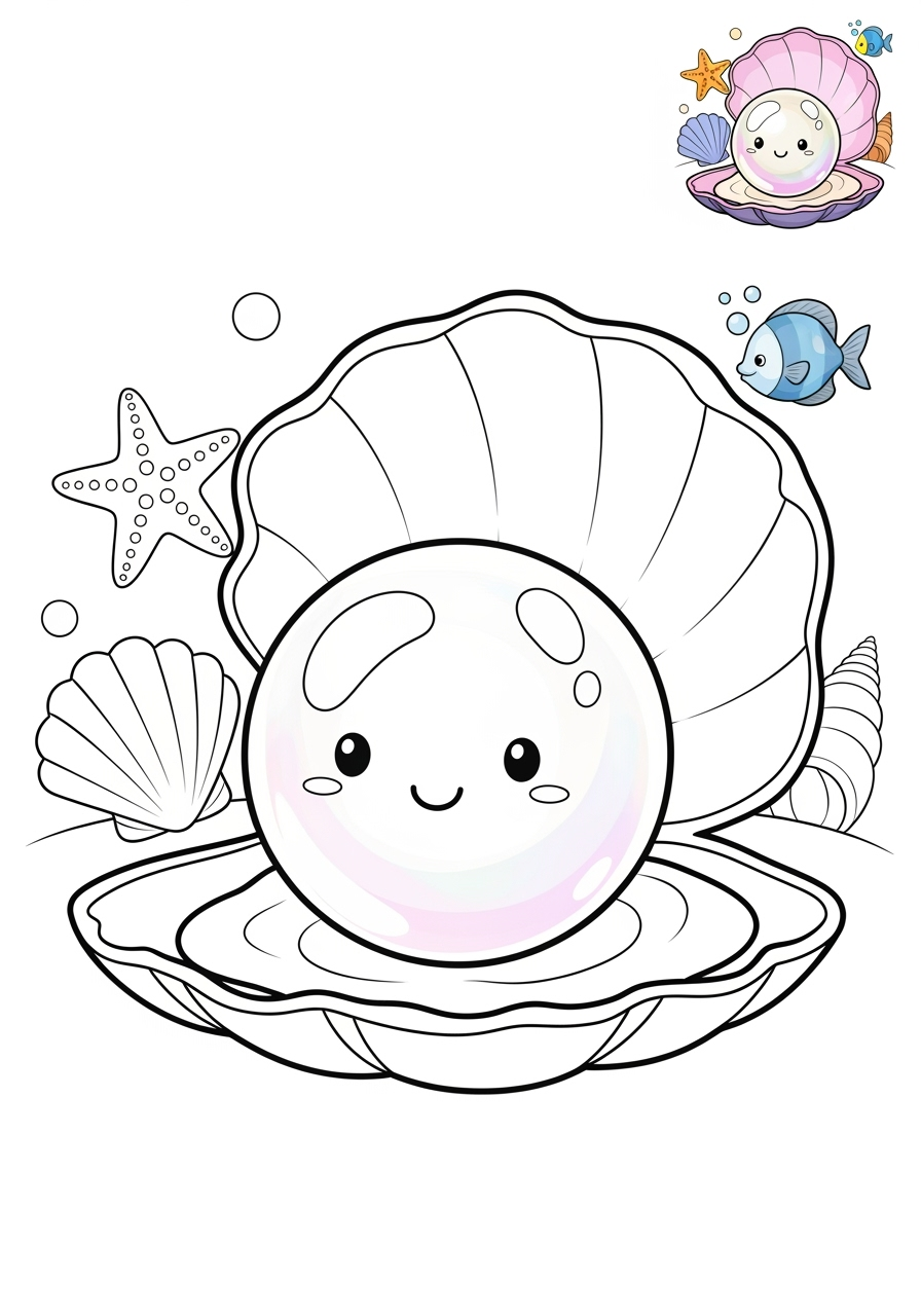 medium underwater and ocean Ocean Scenes pearl kids coloring page 1