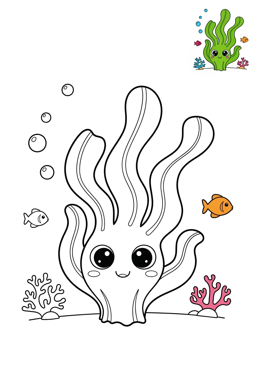 medium underwater and ocean Ocean Scenes seaweed kids coloring page 0