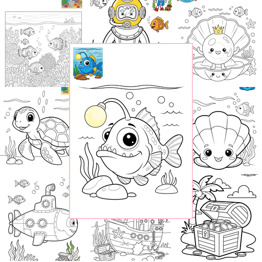 Medium Underwater and Ocean Ocean Scenes Coloring Sheets Collections Thumbnail