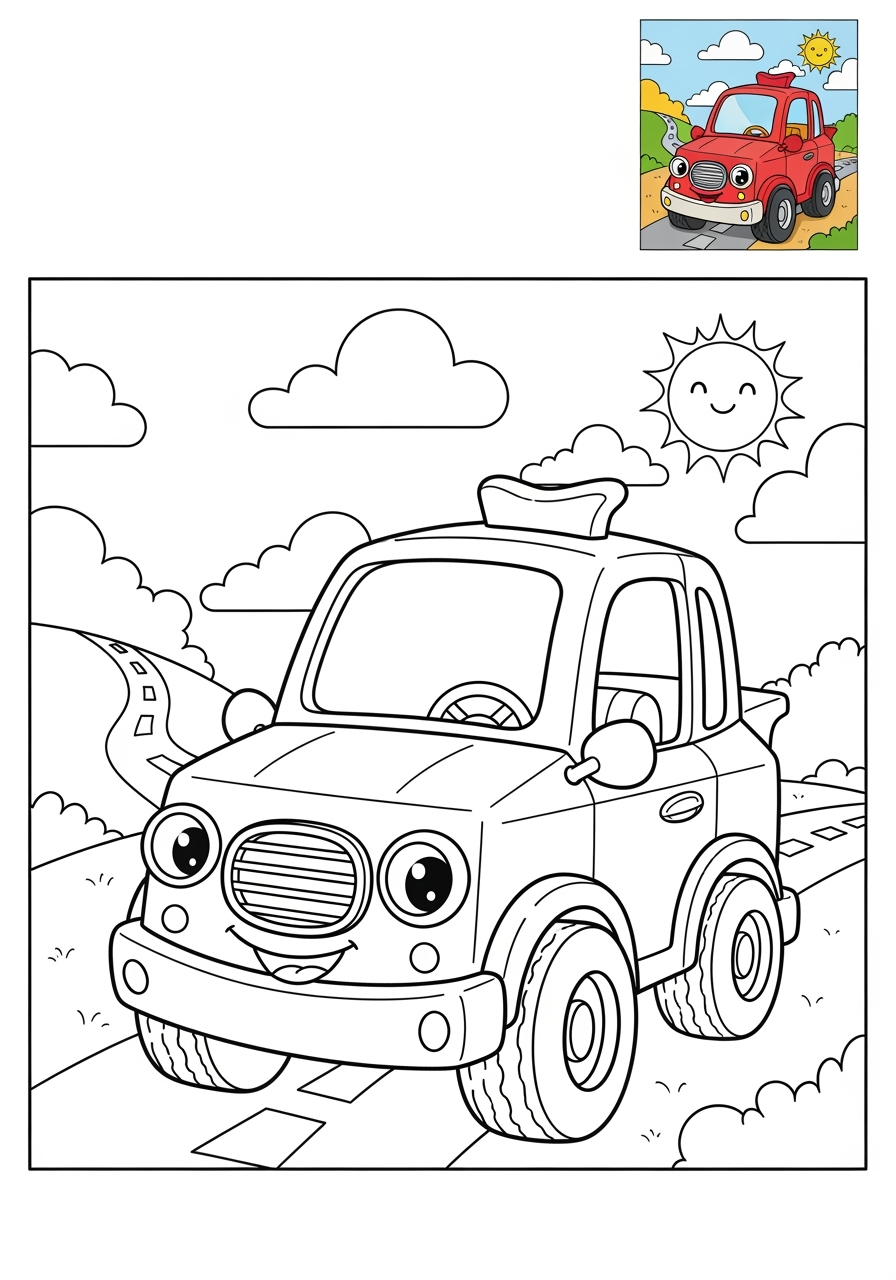 medium vehicles Cars & Trucks car kids coloring page 0