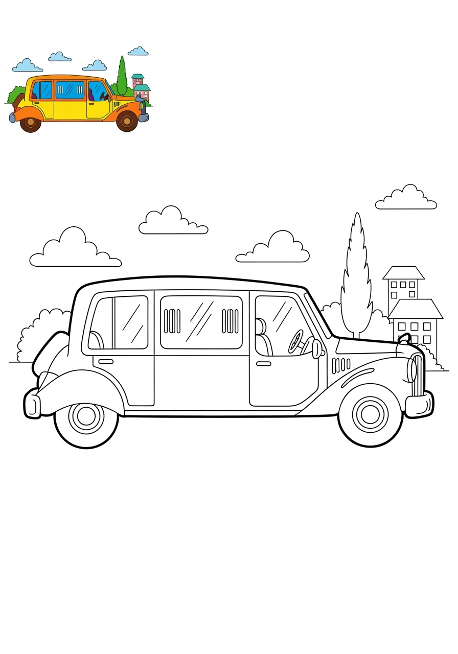 medium vehicles Cars & Trucks limousine kids coloring page 0