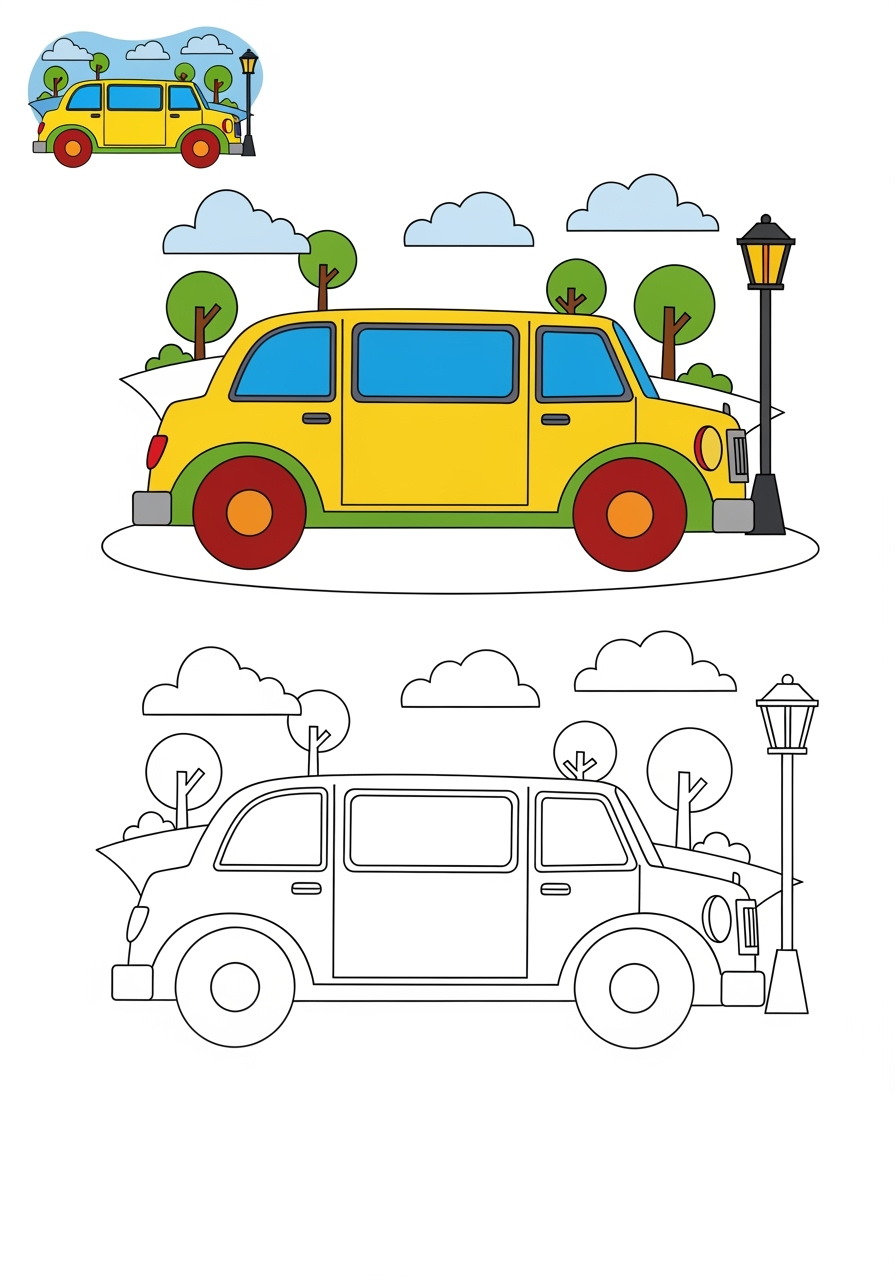 medium vehicles Cars & Trucks limousine kids coloring page 1