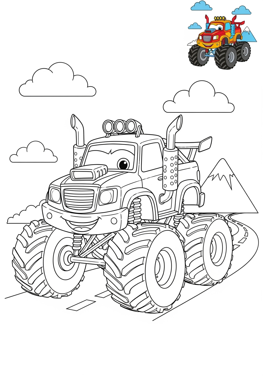 medium vehicles Cars & Trucks monster truck kids coloring page 0