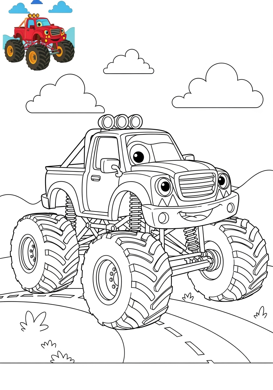 medium vehicles Cars & Trucks monster truck kids coloring page 1