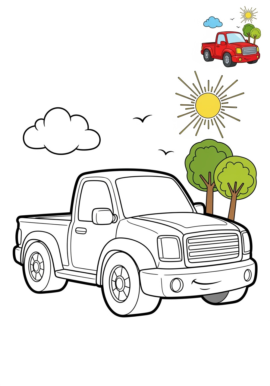 medium vehicles Cars & Trucks pickup kids coloring page 0