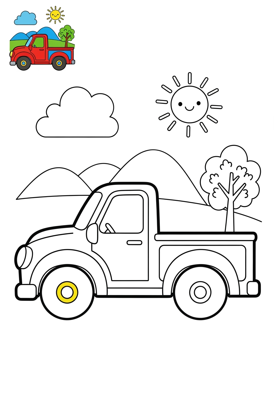medium vehicles Cars & Trucks pickup kids coloring page 1