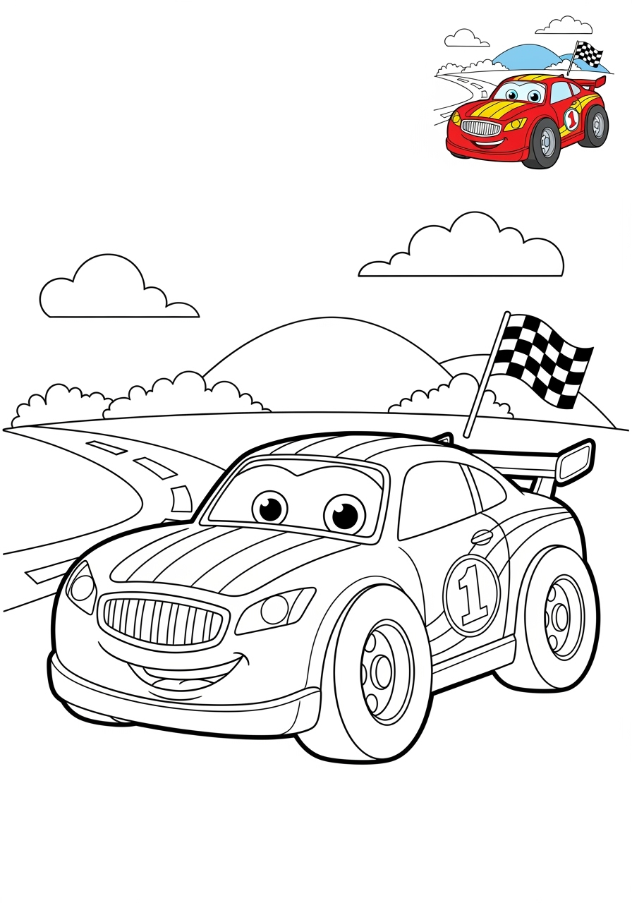 medium vehicles Cars & Trucks racecar kids coloring page 0