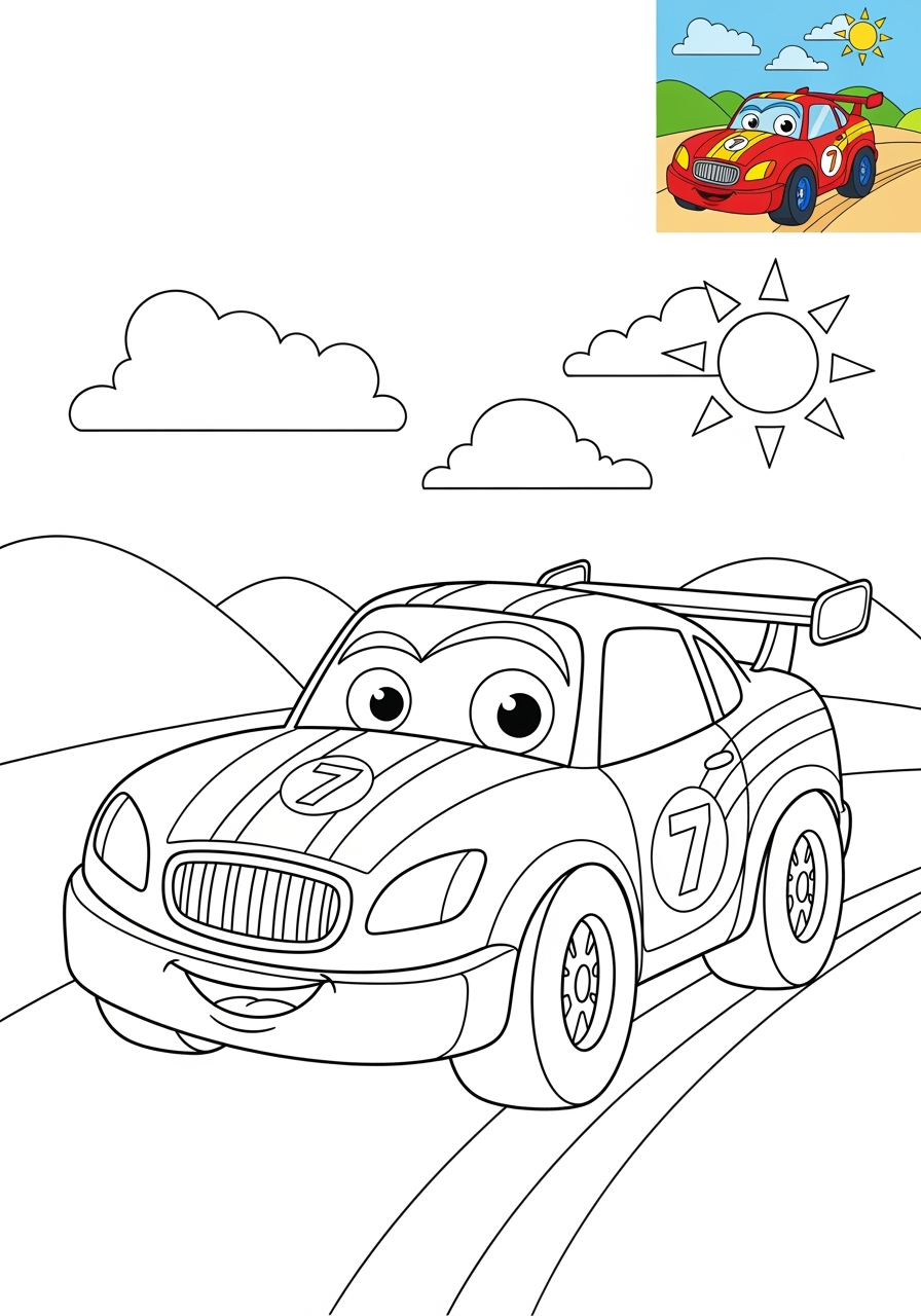 medium vehicles Cars & Trucks racecar kids coloring page 1
