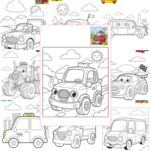 Medium Vehicles Cars & Trucks Coloring Sheets Collections Thumbnail