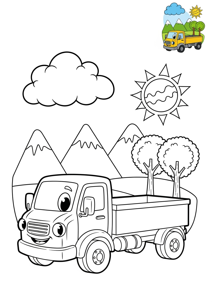 medium vehicles Cars & Trucks truck kids coloring page 1